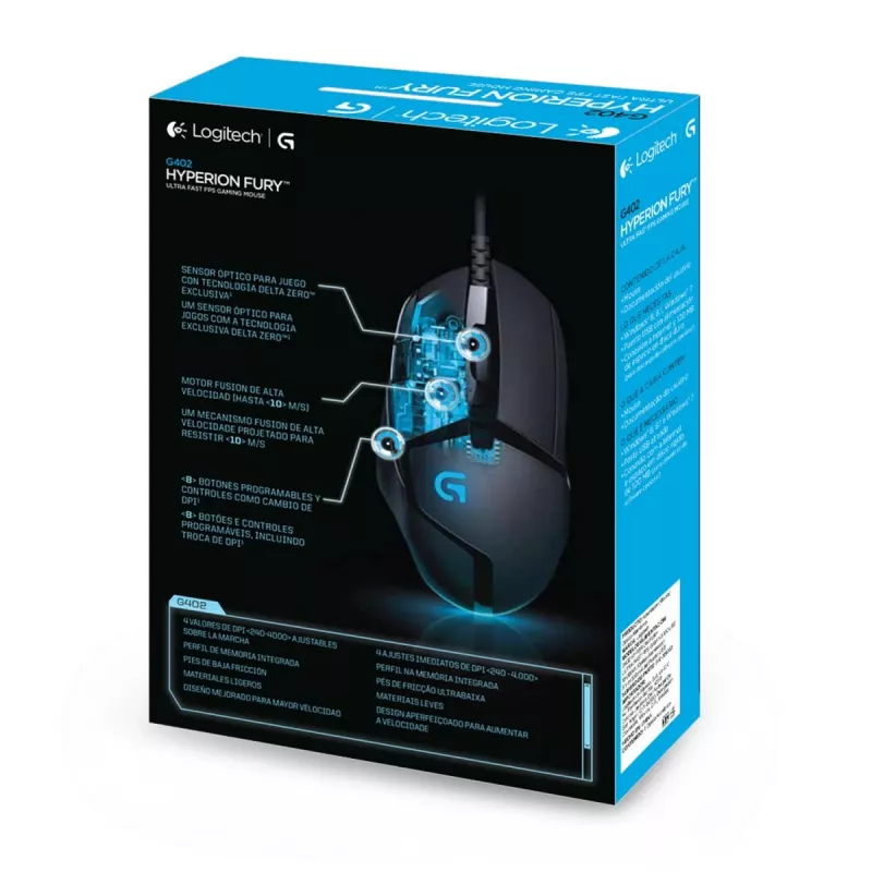 LOGITECH G402 FPS Mysz gamingowa USB Hyperion Fury - EWR2