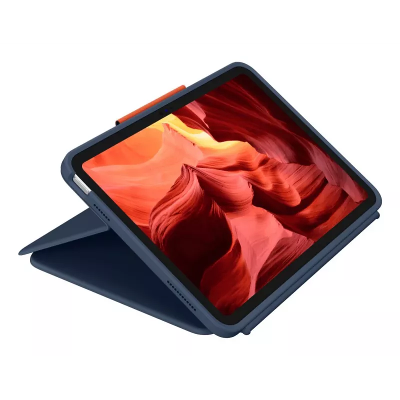 Etui klawiaturowe Logitech Rugged Combo 4 Touch QWERTZ German Smart Connector niebieski do iPada 10. gen (A16) z gładzikiem, stacja dokująca 256×195×20 mm