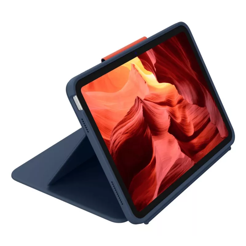Etui klawiaturowe Logitech Rugged Combo 4 Touch QWERTZ German Smart Connector niebieski do iPada 10. gen (A16) z gładzikiem, stacja dokująca 256×195×20 mm