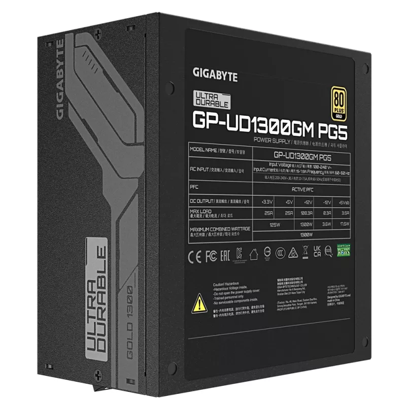 GIGABYTE UD1300GM PG5 zasilacz 1300 W 20+4 pin ATX ATX Czarny