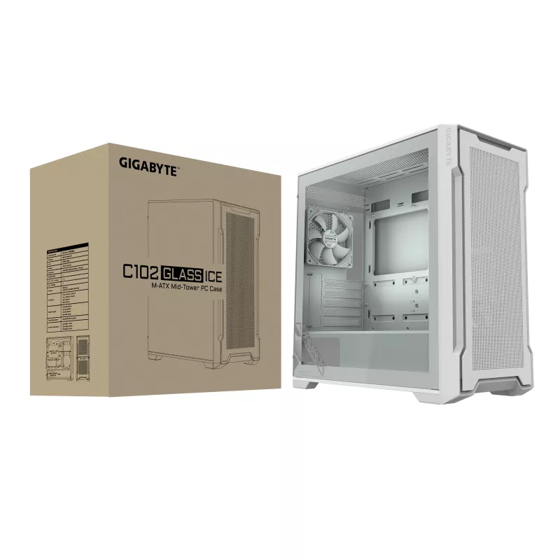 Obudowa PC GIGABYTE C102 GLASS Midi Tower Biała