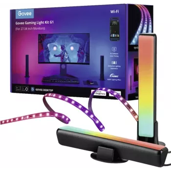Zestaw inteligentnego oświetlenia Govee H6608 — Wi‑Fi/Bluetooth, czarny, wielokolorowy, 3 szt., kabel 1,5 m