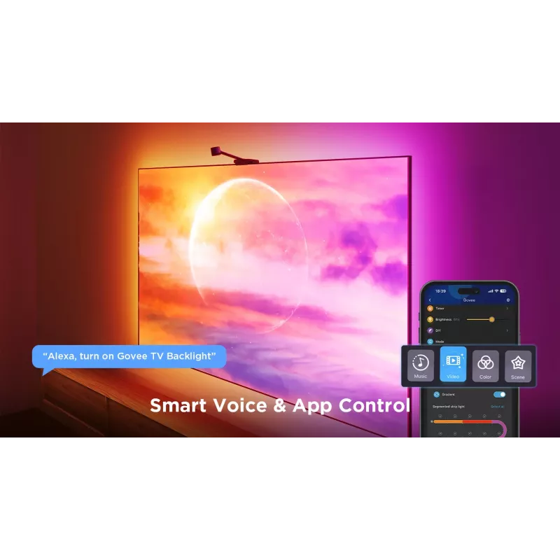 Smart strip light Govee H6098 — Wi‑Fi/Bluetooth, czarny, 2 kWh/1000h, klasa energetyczna G