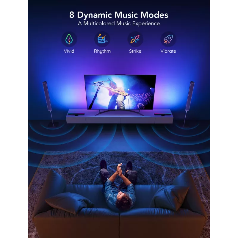 Govee H6046 listwy świetlne do telewizora | Oświetlenie LED | RGBIC, Wi-Fi 2,4 GHz, Bluetooth