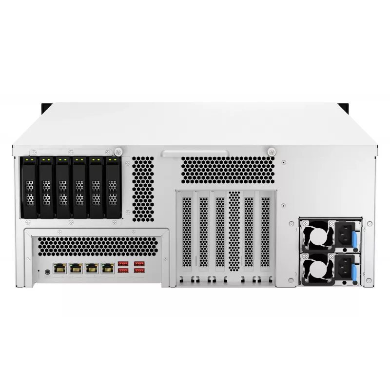 QNAP TS-H3087XU-RP NAS Rack (4U) Intel Xeon E E-2378 64 GB DDR4 0 TB QuTS hero Czarny, Biały