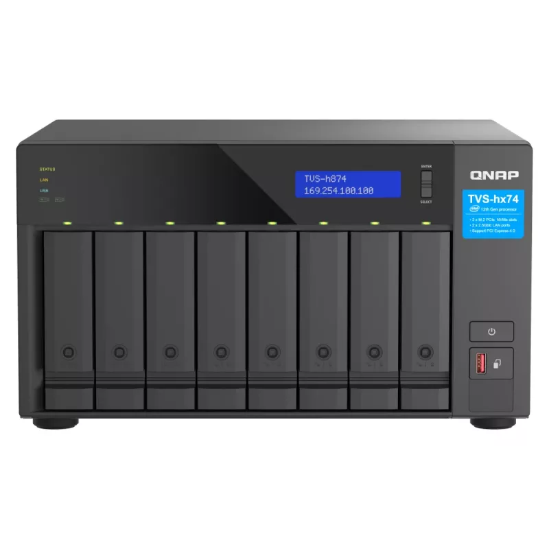 QNAP TVS-h874X NAS Tower Intel® Core™ i9 64 GB DDR4 0 TB QuTS hero Czarny