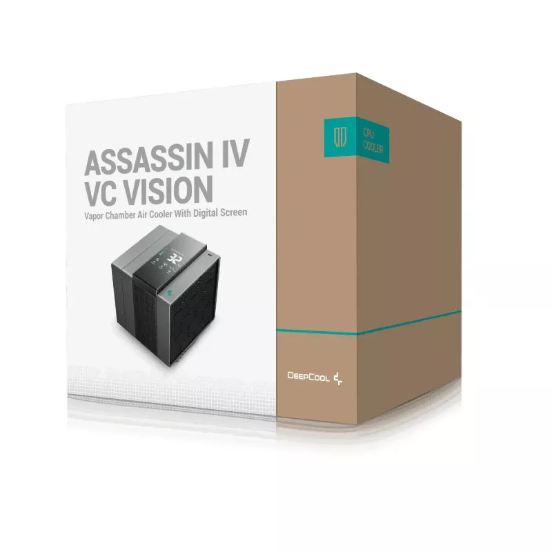 Chłodzenie powietrzne DeepCool ASSASSIN IV VC VISION — dwuwentylatorowe 120/140 mm, 300 W TDP, 7 ciepłowodów, kompatybilne z LGA115x/LGA1200/LGA1700/LGA20xx, czarne