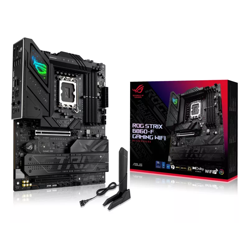 Płyta główna ASUS ROG STRIX B860-F GAMING WIFI — Intel B860, LGA 1851, ATX, DDR5, 4x DIMM, Wi‑Fi 7, LAN 2,5 Gb, 4x M.2