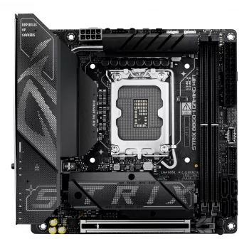 Płyta główna ASUS ROG STRIX B860-I GAMING WIFI — Intel B860, LGA 1851, mini ITX, 2× DDR5 DIMM (do 128 GB), Wi‑Fi 7, LAN 2,5Gb