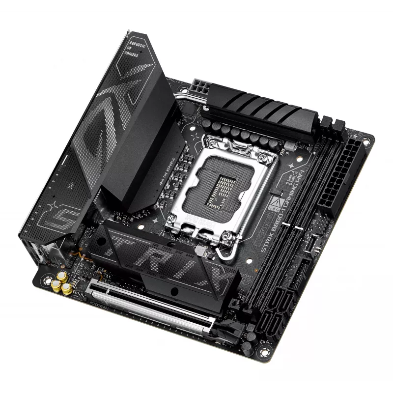 Płyta główna ASUS ROG STRIX B860-I GAMING WIFI — Intel B860, LGA 1851, mini ITX, 2× DDR5 DIMM (do 128 GB), Wi‑Fi 7, LAN 2,5Gb