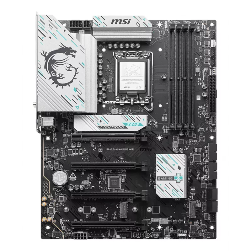 Płyta główna MSI B860 GAMING PLUS WIFI — Intel B860, LGA 1851, ATX, DDR5, 4x DIMM, 3x M.2, Wi‑Fi 7, 5GbE