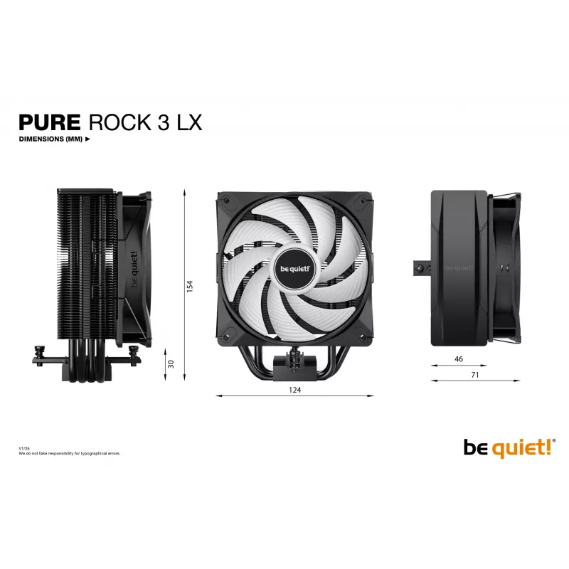 be quiet! Pure Rock 3 LX Chłodzenie procesora Powietrzny 12 cm Czarny 1 szt.