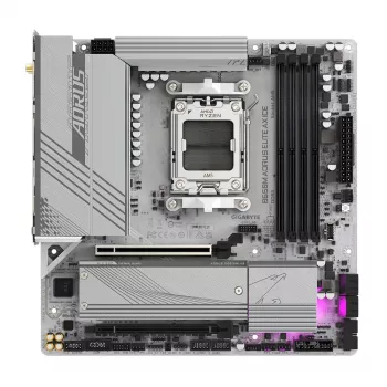 Płyta główna GIGABYTE B650M AORUS ELITE AX ICE - AMD Ryzen 9000 Series, 12+2+2 faz VRM, do 8000MHz DDR5 (OC), 1xPCIe 5.0 + 1xPCIe 4.0 M.2, 2.5GbE LAN, WIFI 6E, USB 3.2 Gen 2x2