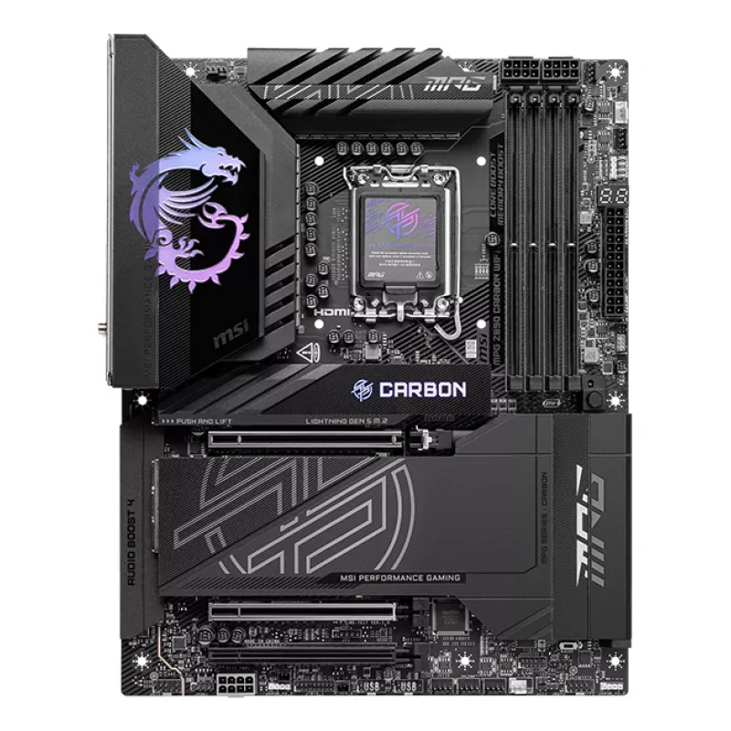 Płyta główna MSI MPG Z890 CARBON WIFI ATX — Intel LGA1851, Z890, DDR5, 4x DIMM, 5x M.2, Wi‑Fi 7, 2.5Gb LAN