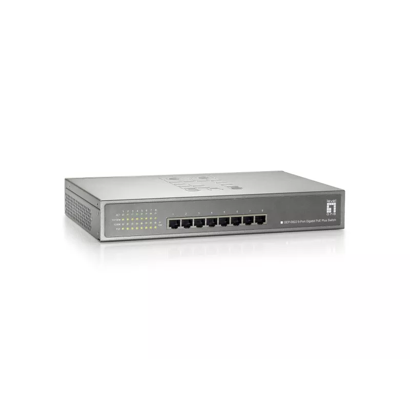 LevelOne 8-portowy przełącznik Gigabit PoE, 802.3at/af PoE, 240W