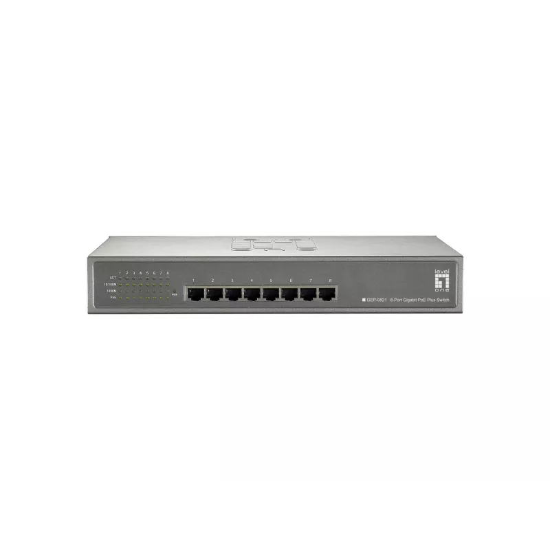 LevelOne 8-Port Gigabit PoE Switch, 802.3at/af PoE, 123.2W