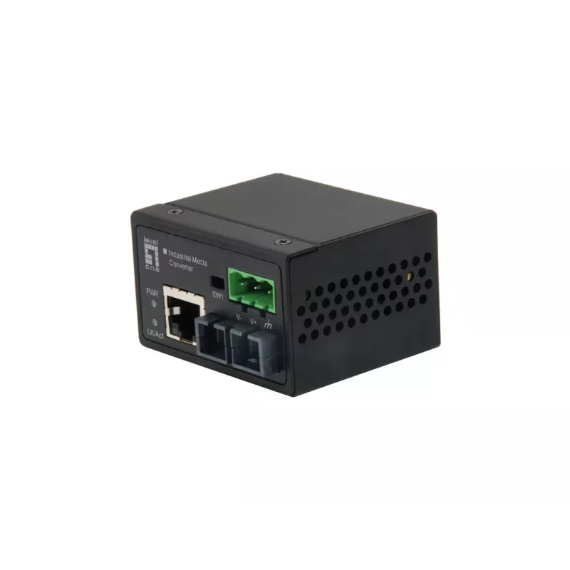 LevelOne RJ45 na ST szybki Ethernetowy przemysłowy konwerter mediów, światłowód wielomodowy, 2 km, od -40°C do 75°C