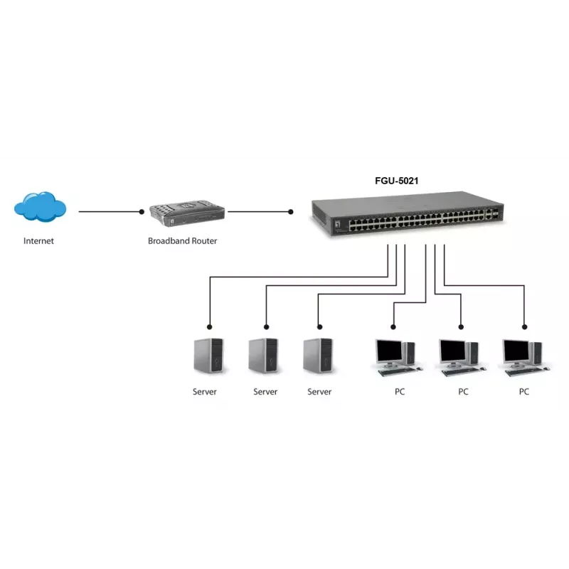 LevelOne 50-Portowy Przełącznik Fast Ethernet, 2 x Gigabit SFP/RJ45 Combo