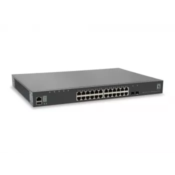 LevelOne KILBY 28-Portowy stosowalny przełącznik gigabitowy zarządzalny L3 Lite, 2 x 10GbE SFP+, 1 x gniazdo modułu 10GbE