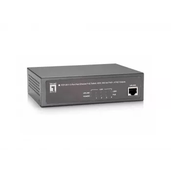 LevelOne 5-Portowy Przełącznik Fast Ethernet PoE, 802.3at/af PoE, 4 Wyjścia PoE, 65W