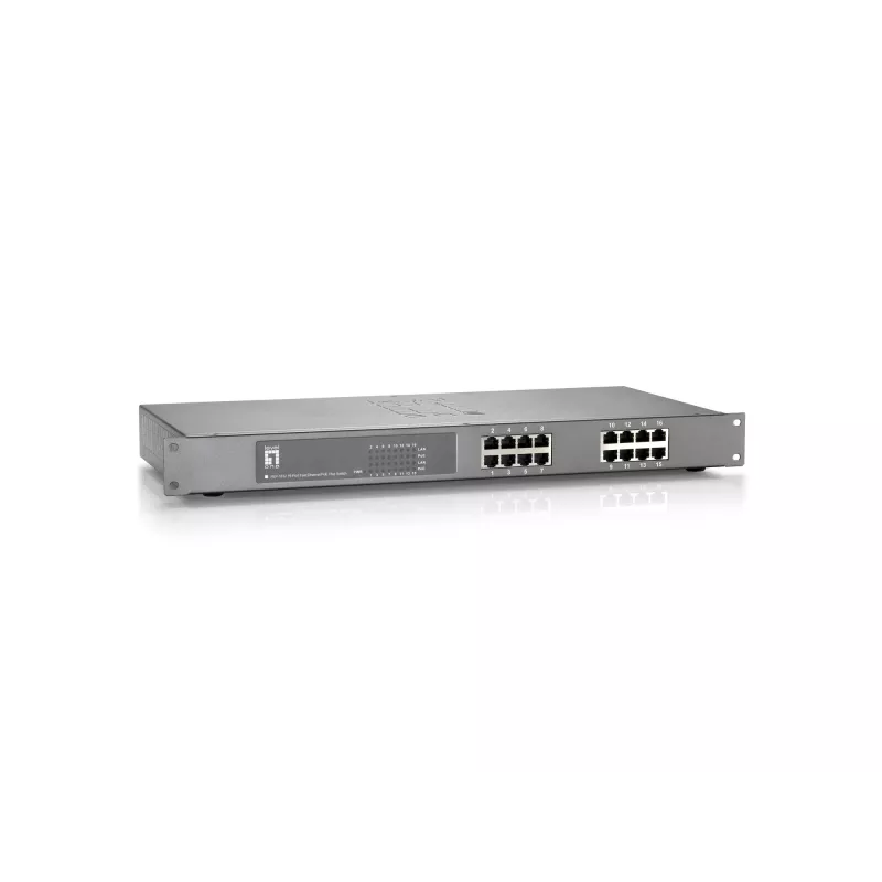 LevelOne 16-portowy przełącznik Fast Ethernet PoE, 802.3at/af PoE, 150W