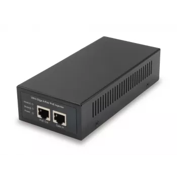 LevelOne Gigabit PoE Injector, 60W, 802.3at/af PoE, Gigabit Ethernet, 10,100,1000 Mbit/s, IEEE 802.3af, IEEE 802.3at, IEEE 802.3bt, Czarny, Zasilanie, 60 W