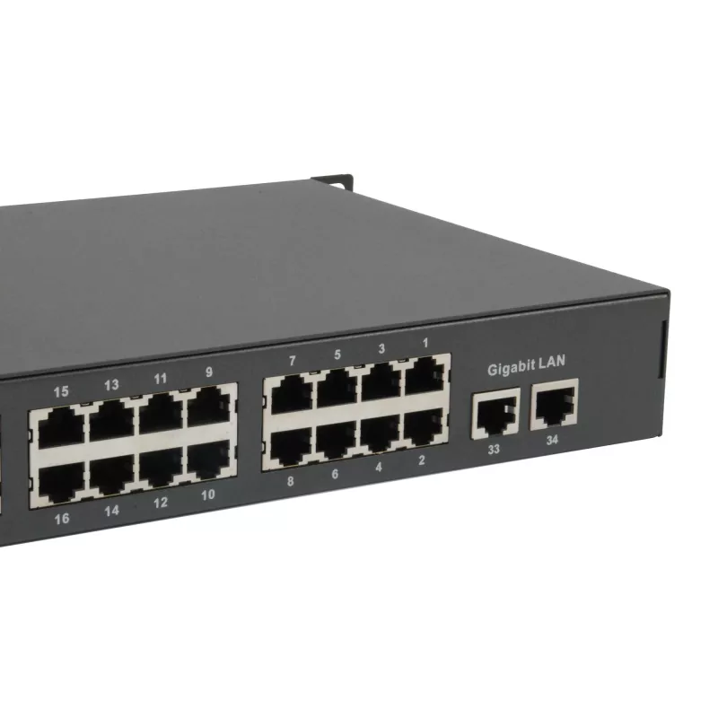 LevelOne 34-portowy przełącznik Fast Ethernet PoE, 802.3at/af PoE, 32 wyjścia PoE, 2 x Gigabit RJ45, 250W