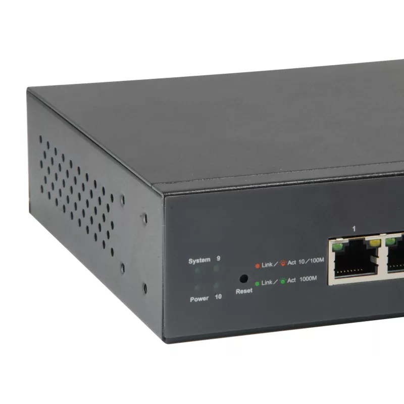 LevelOne 10-portowy inteligentny przełącznik Gigabit PoE, 8 wyjść PoE, 2 x Gigabit SFP, 70W