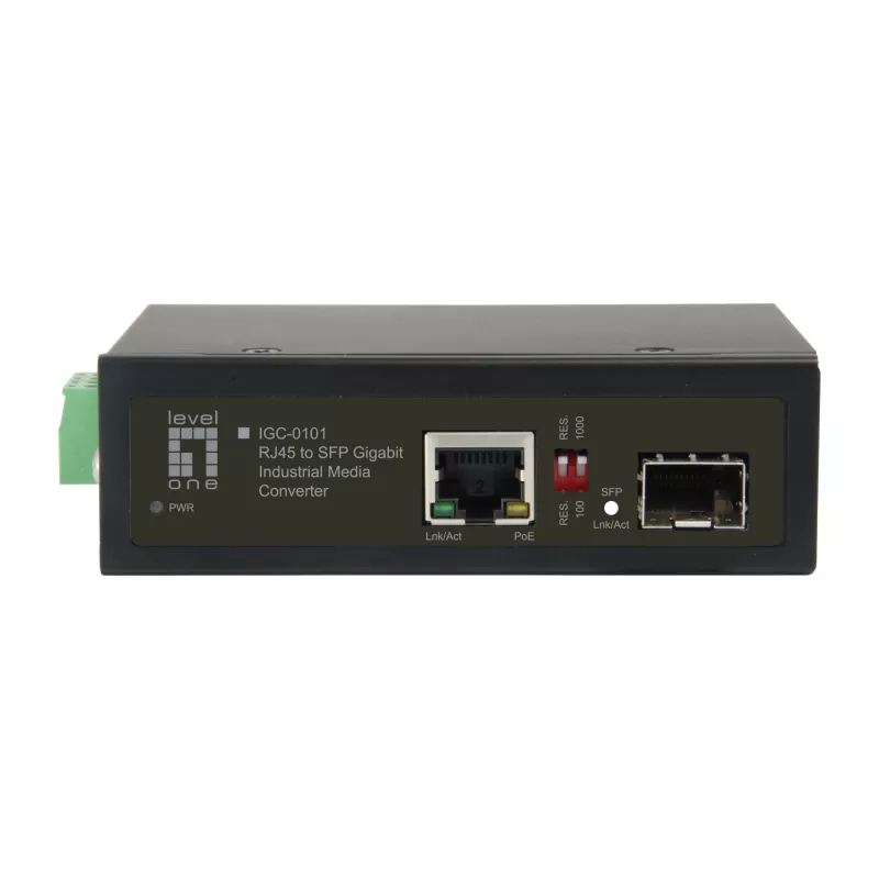 LevelOne RJ45 do SFP Gigabitowy przemysłowy konwerter mediów, 1 wyjście PoE