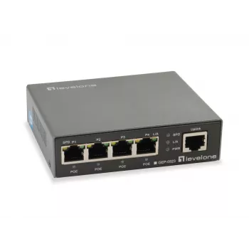 LevelOne 5-portowy przełącznik Gigabit PoE, PoE 802.3at/af, 4 wyjścia PoE, 60 W