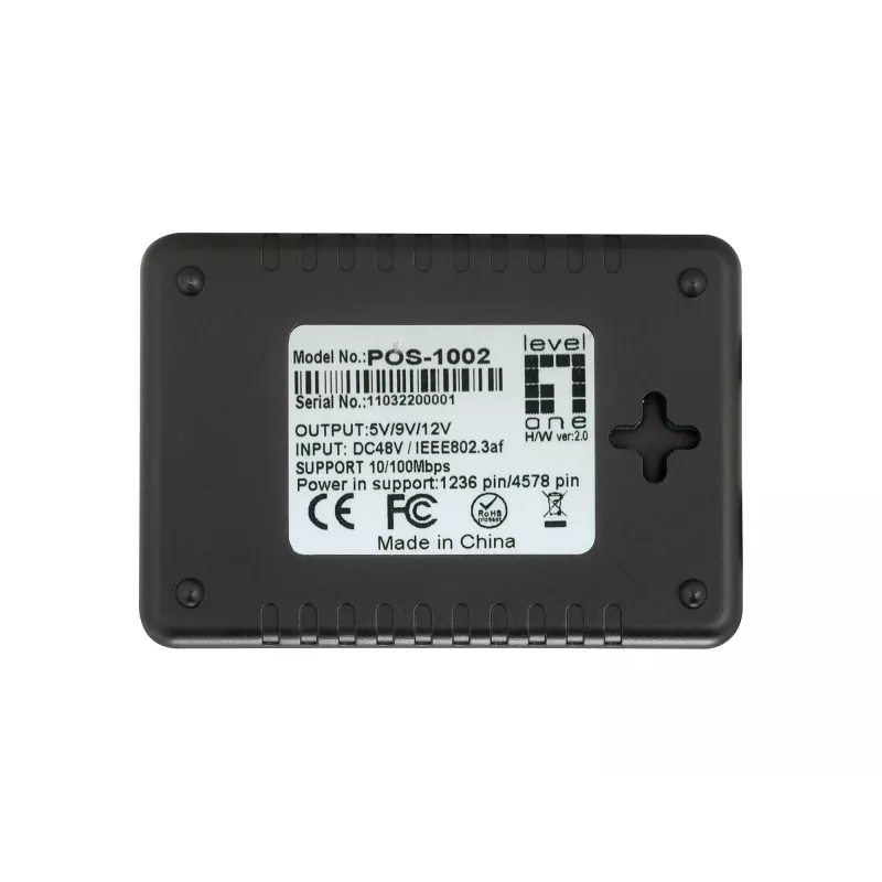 Rozdzielacz PoE LevelOne Fast Ethernet, 802.3af PoE, wyjście DC 5-12V