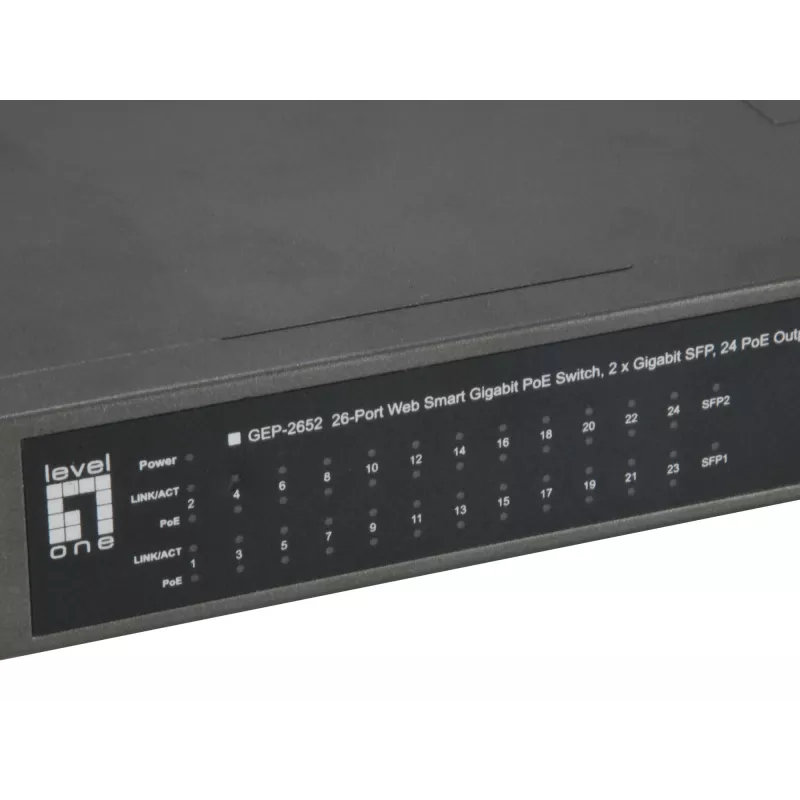 LevelOne GEP-2652 przełącznik sieciowy Zarządzalny L2 Gigabit Ethernet (10/100/1000) Power over Ethernet (PoE) Szary