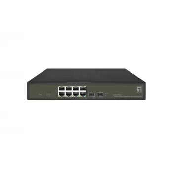 LevelOne Hilbert 10-portowy gigabitowy przełącznik Smart Lite PoE, 8 wyjść PoE, 2 x Gigabit SFP, PoE 802.3at/af, budżet mocy PoE 130 W