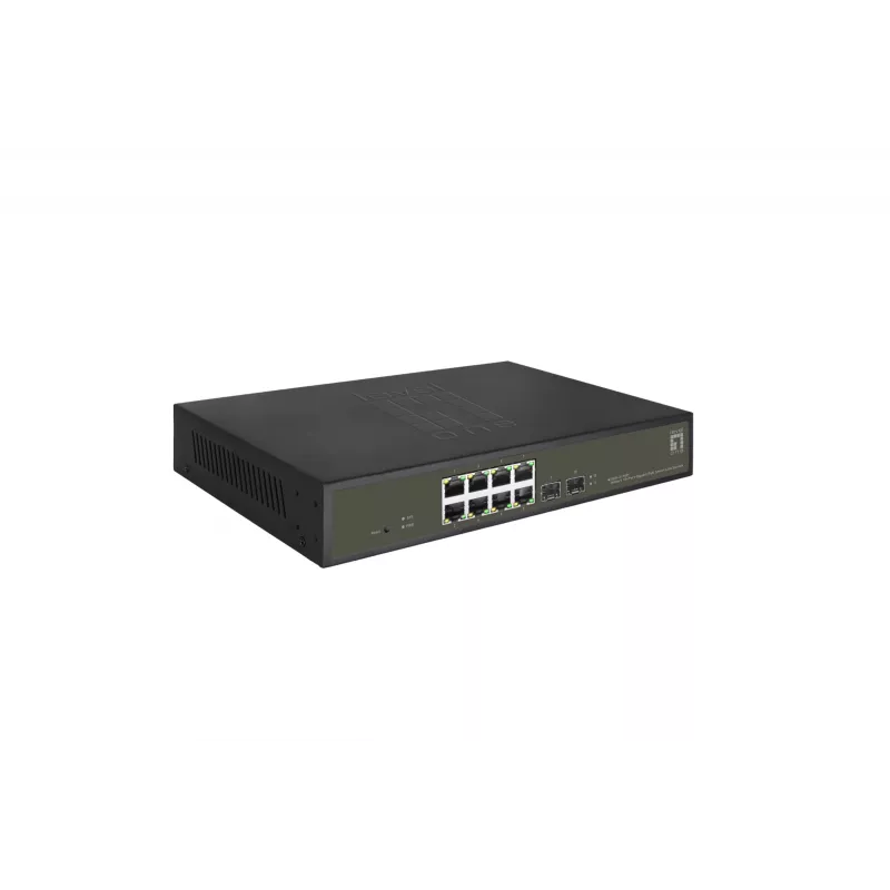 LevelOne Hilbert 10-portowy gigabitowy przełącznik Smart Lite PoE, 8 wyjść PoE, 2 x Gigabit SFP, PoE 802.3at/af, budżet mocy PoE 130 W