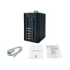 LevelOne 20-portowy zarządzany przełącznik przemysłowy L2 Plus, 8 x 1GbE RJ45, 8 x 1GbE SFP, 4 x 1/2,5/10GbE SFP+, montaż na szynie DIN, -40°C do 80°C