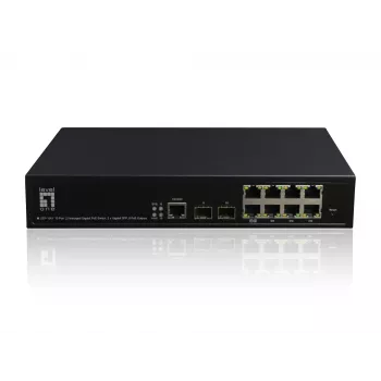 LevelOne KILBY 10-Port L2 Managed Gigabit PoE Switch, 2 x SFP, 802.3at/af PoE, 125W, 8 Wyjść PoE