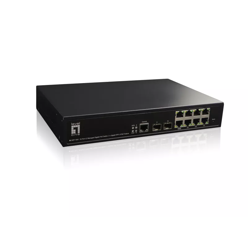 LevelOne KILBY 10-Port L2 Managed Gigabit PoE Switch, 2 x SFP, 802.3at/af PoE, 125W, 8 Wyjść PoE