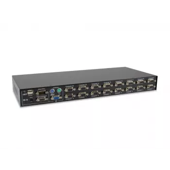 LevelOne 16-Port PS/2-USB VGA KVM Switch, 2048 x 1536 pikseli, montaż w szafie rack, 1U, czarny