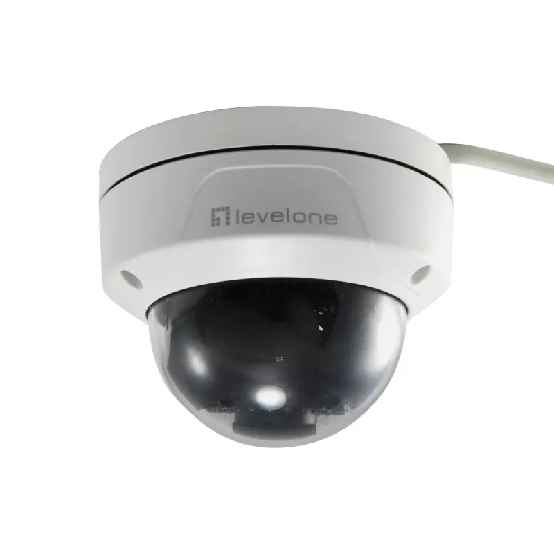 LevelOne GEMINI Stałopozycyjna kopułkowa kamera IP, 2 megapiksele, H.265, wandaloodporna, PoE 802.3af, wewnętrzna/zewnętrzna