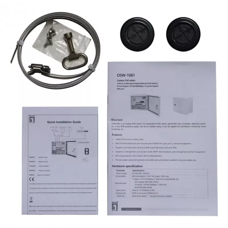 LevelOne OSW-1061 przełącznik sieciowy Zarządzalny L2 2.5G Ethernet (100/1000/2500) Power over Ethernet (PoE) Czarny