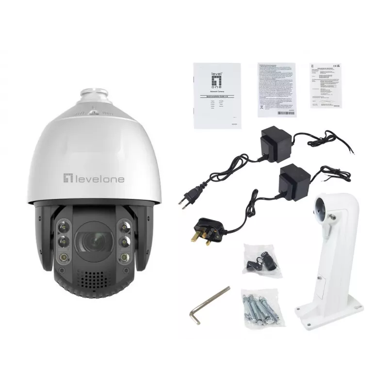 LevelOne FCS-4072 GEMINI PTZ Kamera IP, 4 MP, 32-krotny zoom, H.265, IR 200 m, wewnętrzna/zewnętrzna