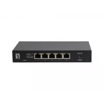 5-portowy niezarządzalny przełącznik Ethernet 2.5G LEVELONE GEU-0525 — 5× 2.5G RJ-45, niezarządzalny, przepustowość 25 Gbit/s, możliwość montażu na ścianie