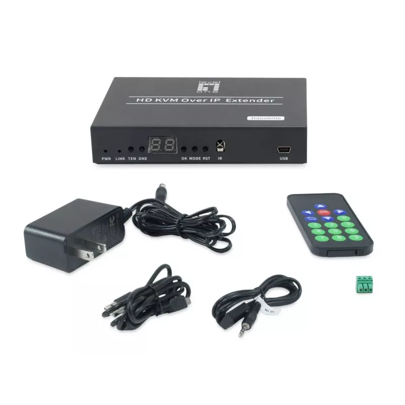 AV transmitter LEVELONE HVE-6701T — HDMI 1.3b, do 1920×1080, Cat5e/Cat6/Cat7, Mini‑USB, 12V DC