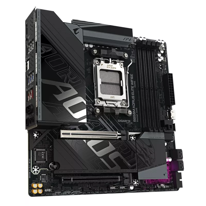 GIGABYTE B850M AORUS ELITE WIFI6E Płyta główna - procesory AMD Ryzen 9000 Series, 12+2+2 fazy cyfrowego VRM, do 8200MHz DDR5 (OC), 1xPCIe 5.0 + 1xPCIe 4.0 M.2, WIFI 6E, 2.5GbE LAN, USB 3.2 Gen 2