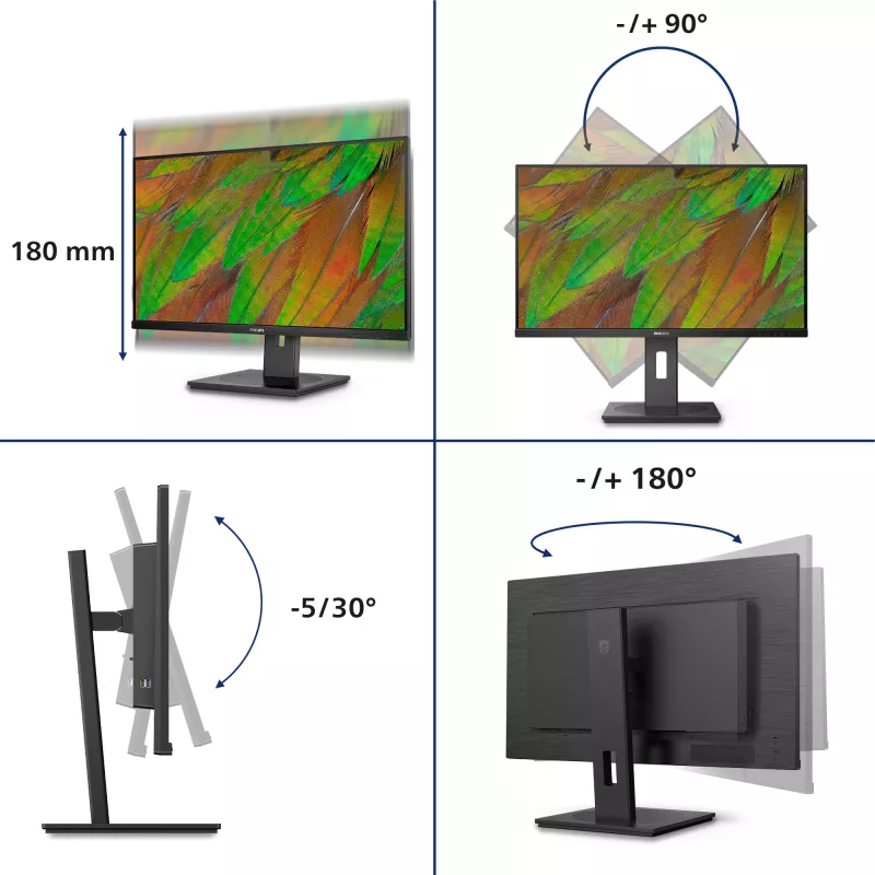 Monitor komputerowy Philips 3000 series 32B1N3800/00 81,3 cm (32 cale) 3840 x 2160 pikseli 4K Ultra HD LCD Czarny