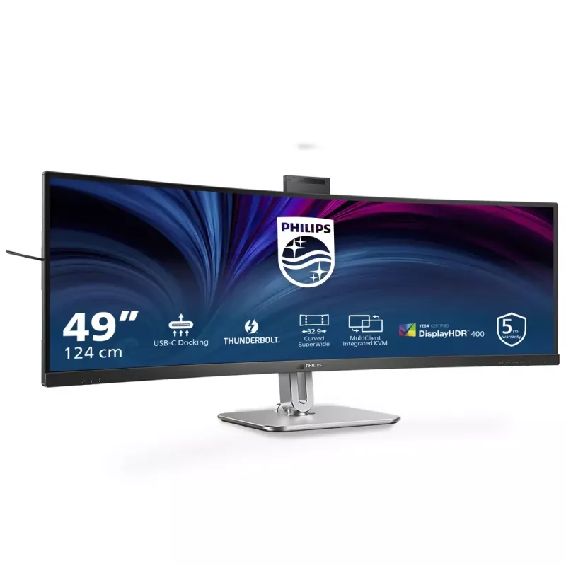 Philips 49B2U6903CH/00 monitor komputerowy 124,5 cm (49 cali) 5120 x 1440 pikseli Dual QHD LCD Szary
