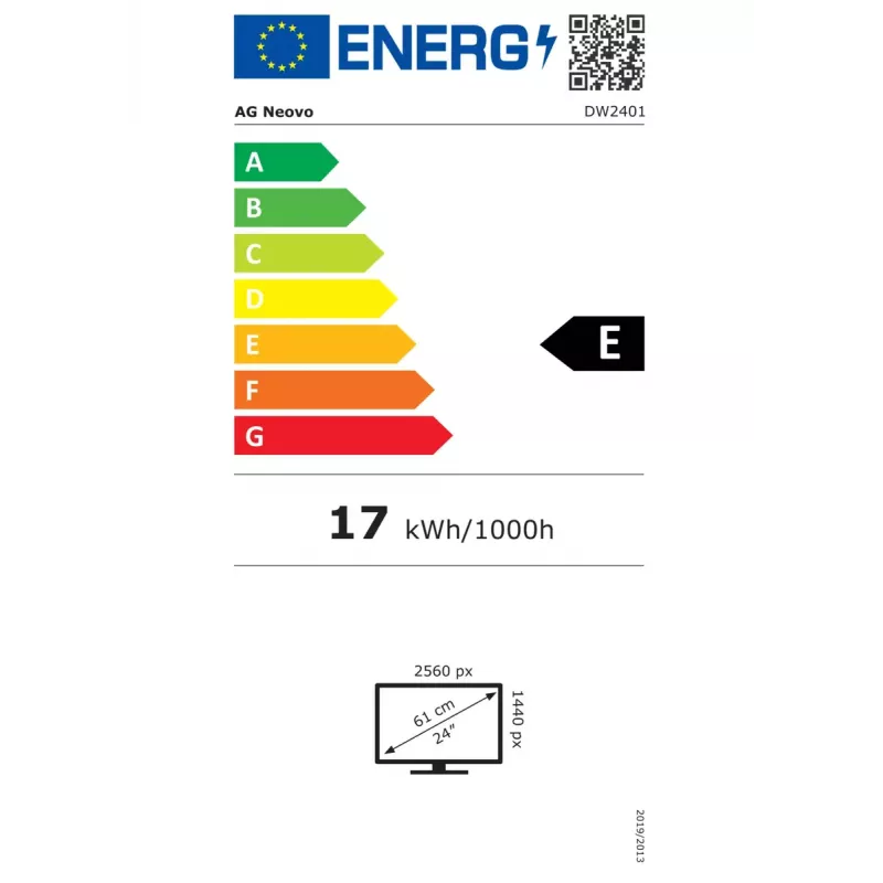Monitor komputerowy AG Neovo DW2401 60,5 cm (23,8 cala) 2560 x 1440 pikseli Wide Quad HD LED Czarny