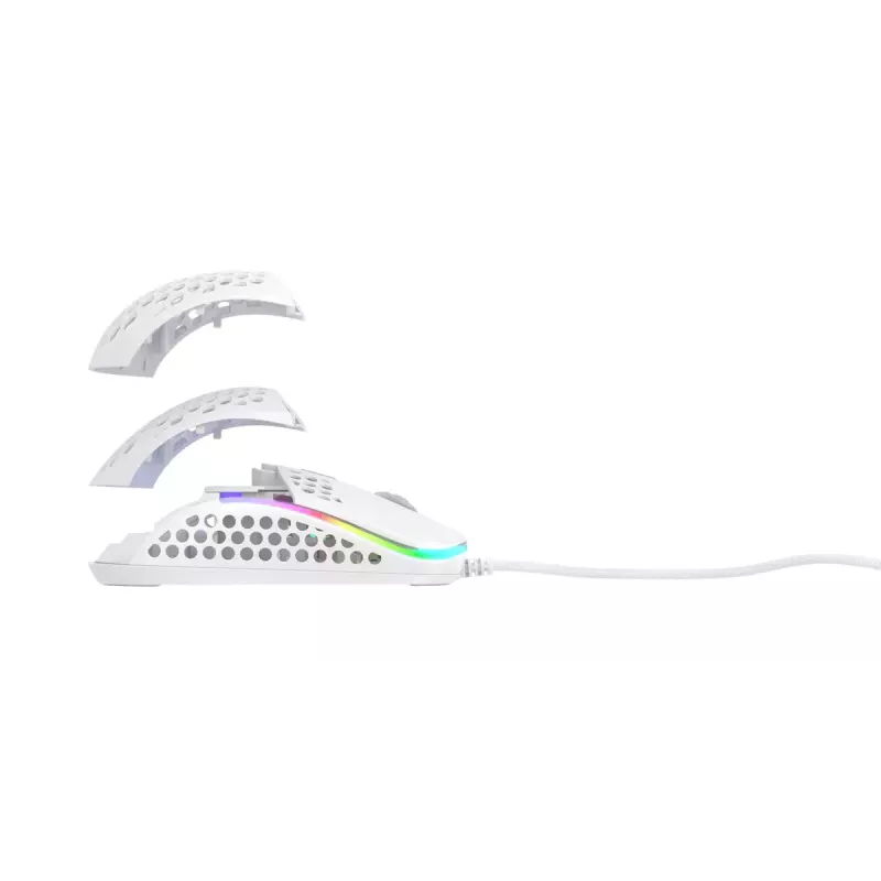 XTRFY M42 symetryczna mysz gamingowa — sensor optyczny, 16 000 DPI, USB Type-A, biała, RGB