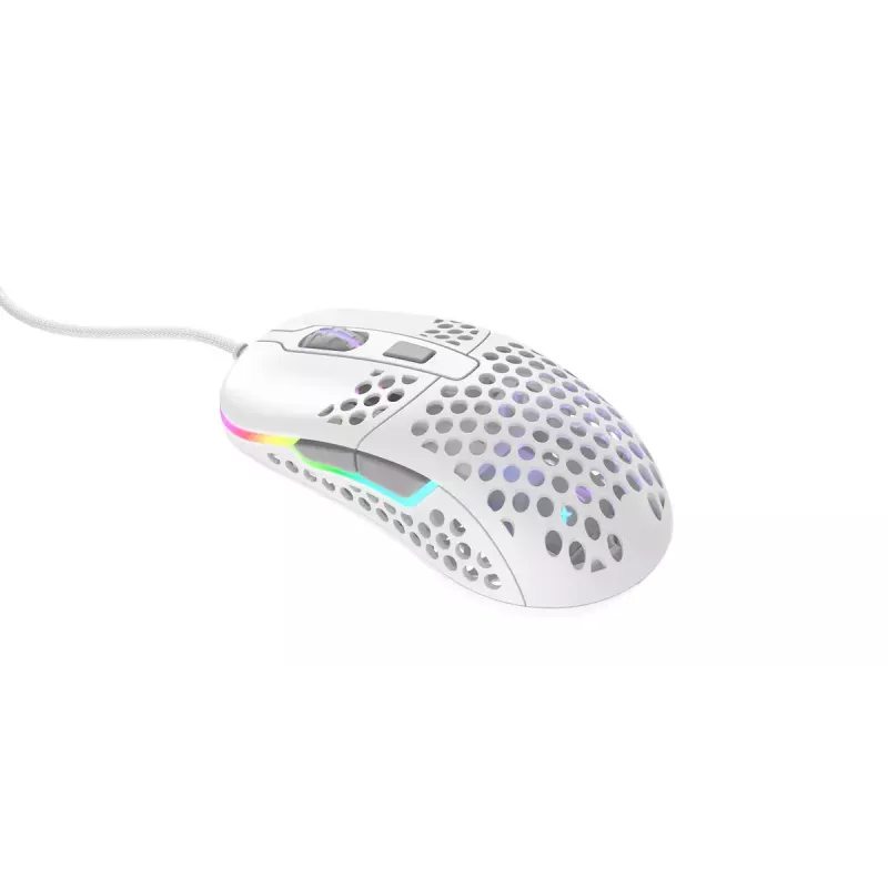 XTRFY M42 symetryczna mysz gamingowa — sensor optyczny, 16 000 DPI, USB Type-A, biała, RGB