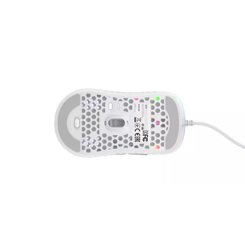 XTRFY M42 symetryczna mysz gamingowa — sensor optyczny, 16 000 DPI, USB Type-A, biała, RGB